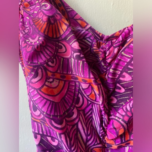 Maxine of Hollywood One Piece Swimsuit Retro Style Shirred Girl Leg Psychedelic - Picture 12 of 15